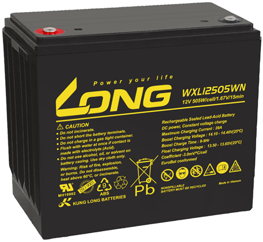 WP-WXL12505WN Kung Long maintenance-fr. AGM lead acid battery 