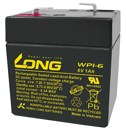WP1-6-M/F1 Kung Long wartungsfr. AGM Bleibatterie 