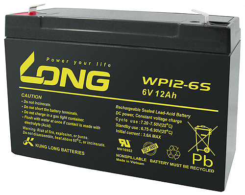 WP12-6S-M Kung Long maintenance fr. AGM lead acid battery 