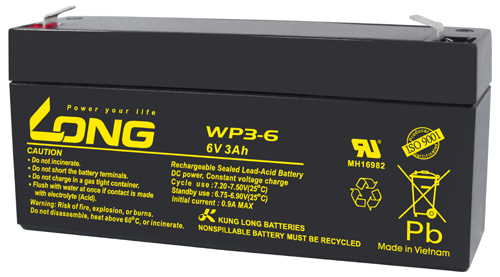 WP3-6-M Kung Long maintenance free AGM lead acid battery 