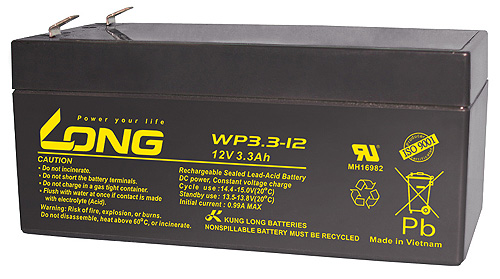 WP3.3-12-M/F1 Kung Long maintenance-free AGM lead battery 