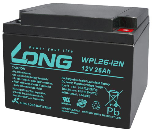 WPL26-12N-M Kung Long wartungsfr. AGM Bleibatterie 