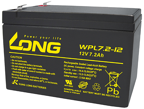 WPL7.2-12-M/F2 Kung Long maintenance-free AGM lead acid battery 